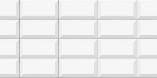 Patrón sin fisuras de azulejo de metro blanco. Pared con textura de ladrillo. Diseño de fondo geométrico vectorial