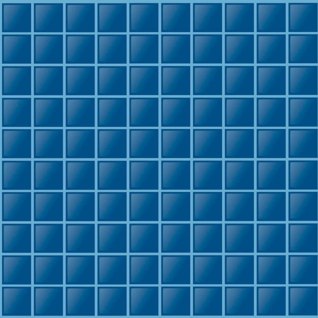 Vector patrón sin fisuras de azulejos azules para piscina o baño ilustración vectorial plana.