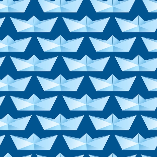 Patrón sin fisuras con barcos de origami Ilustración vectorial para papel de envolver ropa con estampado de tela
