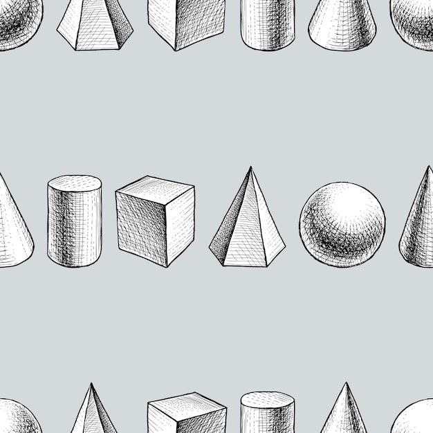 Patrón sin fisuras de bocetos varias figuras geométricas