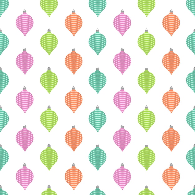 Patrón sin fisuras con bolas de Navidad sobre fondo blanco. Ilustración vectorial