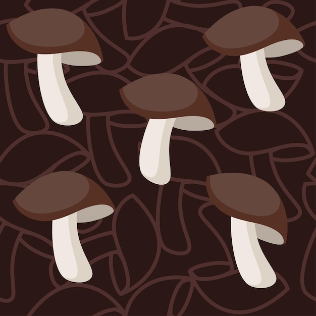 Vector patrón sin fisuras de boletus edulis ilustración vectorial plana sobre fondo marrón