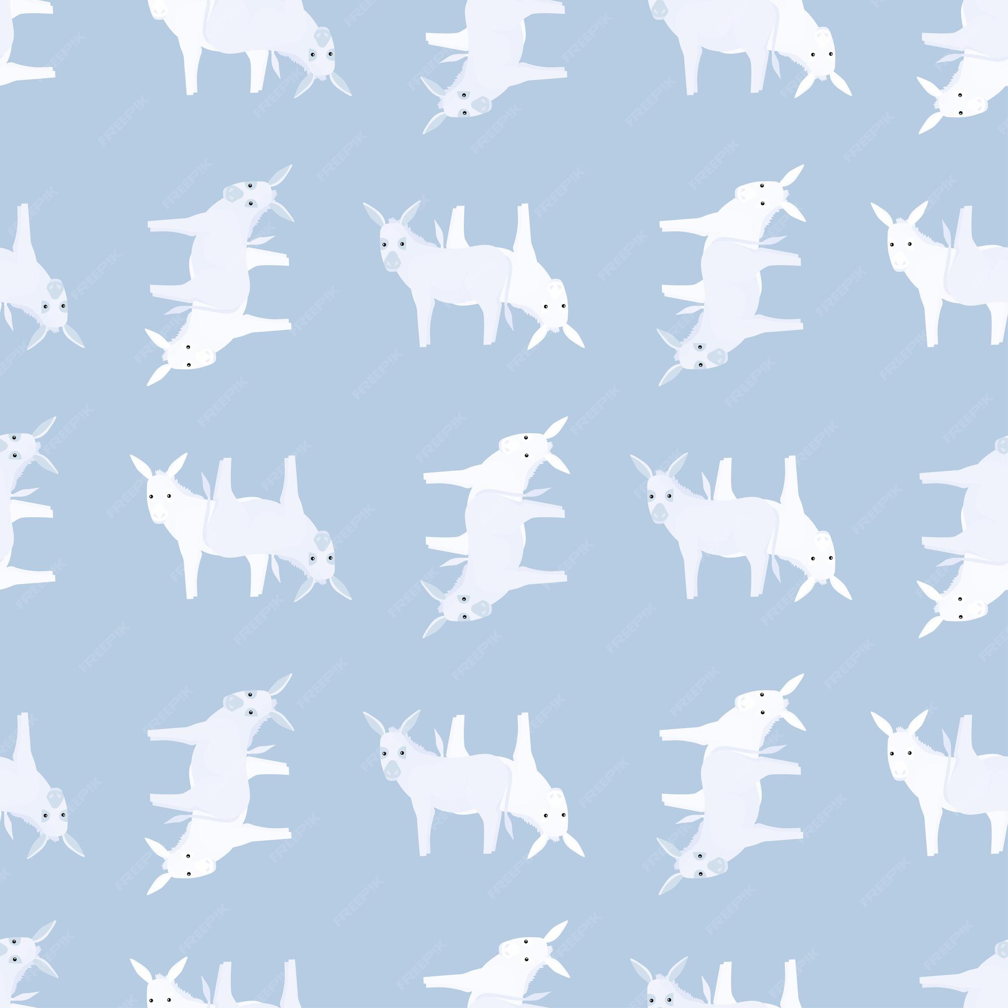 Patrón sin fisuras de burro. animales domésticos sobre fondo de colores. ilustración vectorial para estampados textiles, telas, pancartas, telones de fondo y fondos de pantalla. | Vector Premium Patrón sin fisuras de burro. animales domésticos sobre fondo de colores. ilustración vectorial para estampados textiles, telas, pancartas, telones de fondo y fondos de pantalla. | Vector Premium