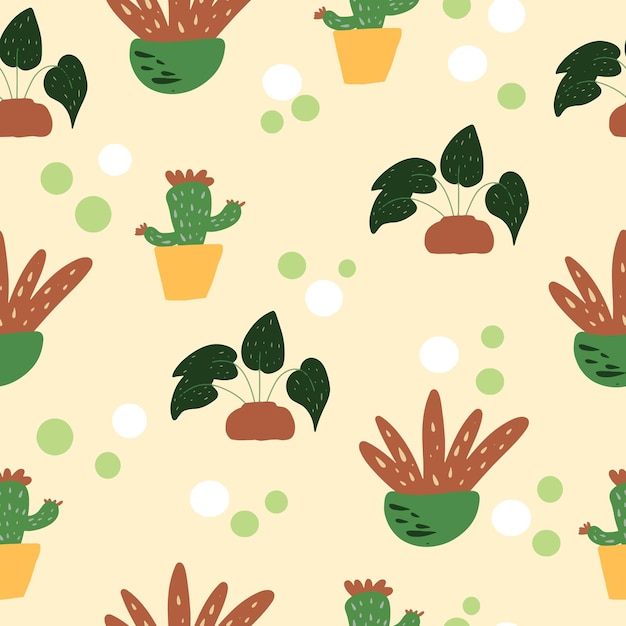 Patrón sin fisuras de cactus sobre fondo blanco diferentes tipos y colores de ilustración de cactus