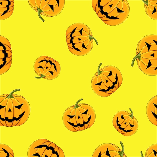 Patrón sin fisuras de calabaza con ojos y boca halloween.