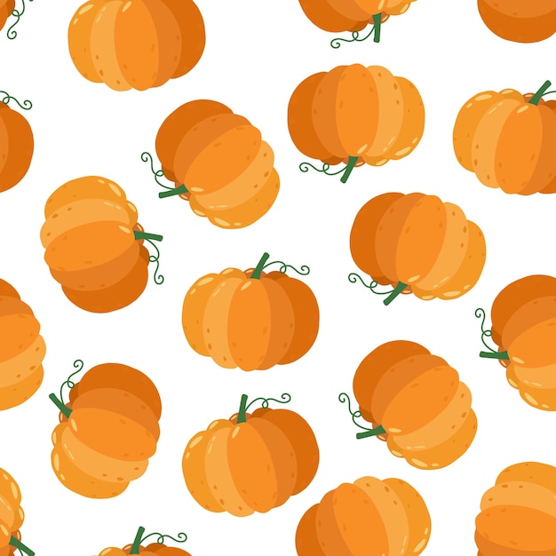 Patrón sin fisuras con calabaza sobre fondo blanco. Ilustración de vector de dibujos animados para el festival de la cosecha