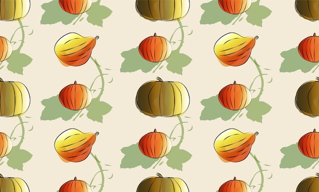 Patrón sin fisuras de calabazas en estilo acuarela Cosecha Día de acción de gracias