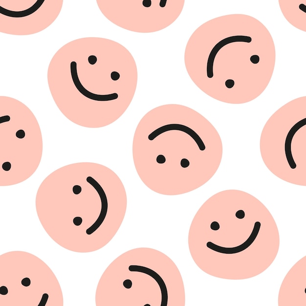 Patrón sin fisuras con cara feliz rosa