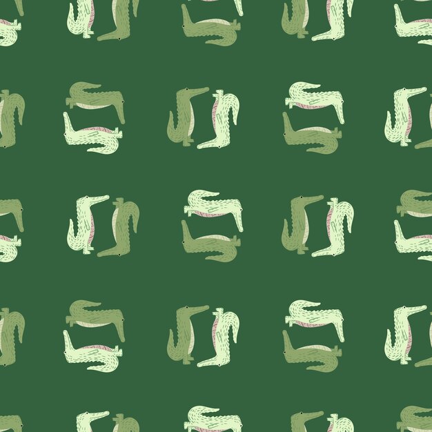 Patrón sin fisuras de cocodrilo lindo Fondo con caimán divertido en estilo garabato para tela Textura de diseño repetido para imprimir envolver tejido de papel tapiz interior Ilustración vectorial