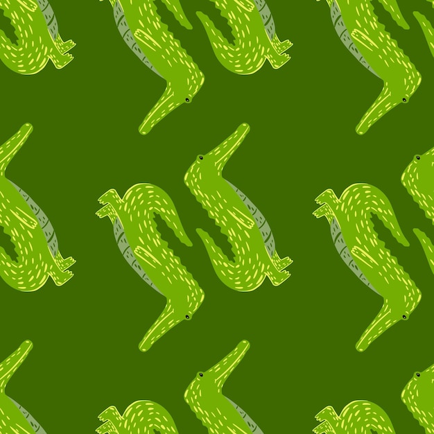 Patrón sin fisuras de cocodrilo lindo Fondo con caimán divertido en estilo garabato para tela Textura de diseño repetido para imprimir envolver tejido de papel tapiz interior Ilustración vectorial