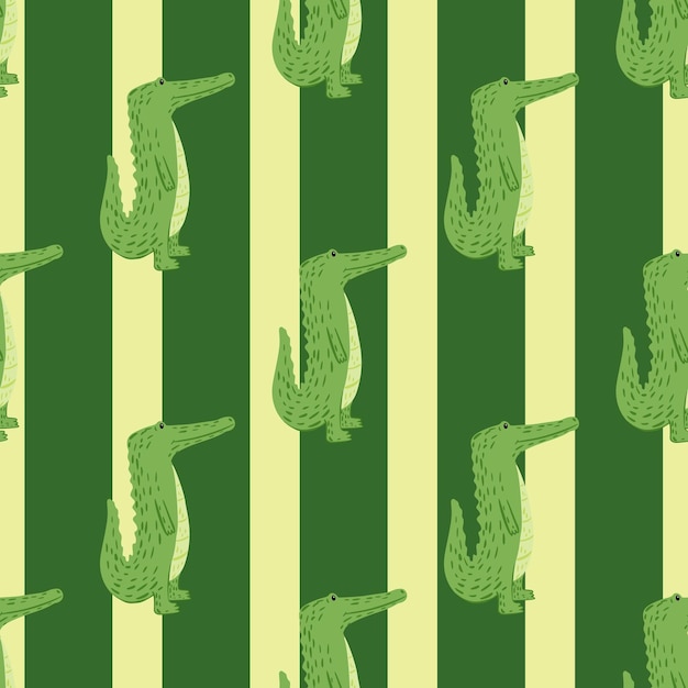 Patrón sin fisuras de cocodrilo lindo Fondo con caimán divertido en estilo garabato para tela Textura de diseño repetido para imprimir envolver tejido de papel tapiz interior Ilustración vectorial