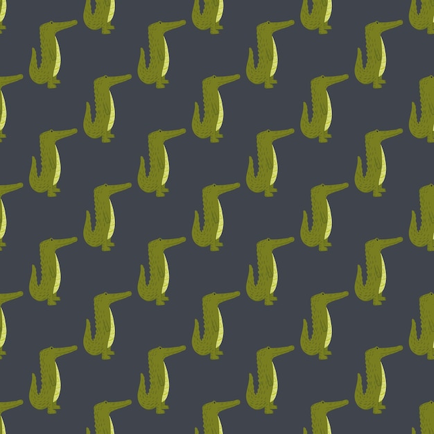 Patrón sin fisuras de cocodrilo lindo Fondo con caimán divertido en estilo garabato para tela Textura de diseño repetido para imprimir envolver tejido de papel tapiz interior Ilustración vectorial