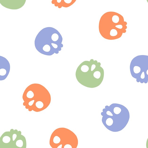 Patrón sin fisuras con coloridas calaveras de halloween