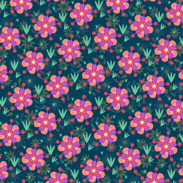 un patrón sin fisuras con coloridas flores y hojas