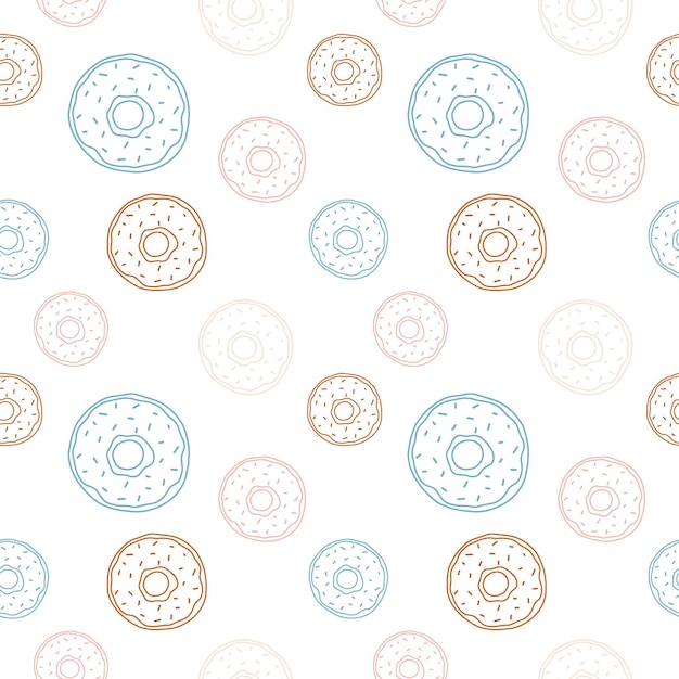 Patrón sin fisuras de coloridos donuts Ilustración vectorial sobre el tema del Día Nacional del Donut 5 de junio