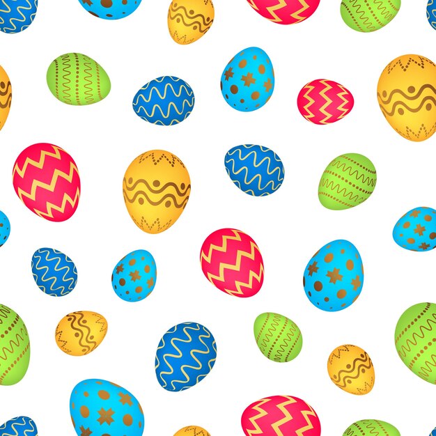 Patrón sin fisuras con coloridos huevos de Pascua ilustración vectorial