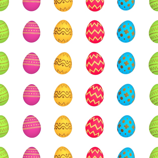 Patrón sin fisuras con coloridos huevos de Pascua ilustración vectorial