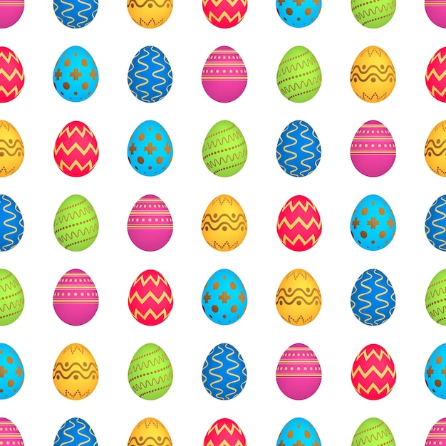 Patrón sin fisuras con coloridos huevos de Pascua ilustración vectorial