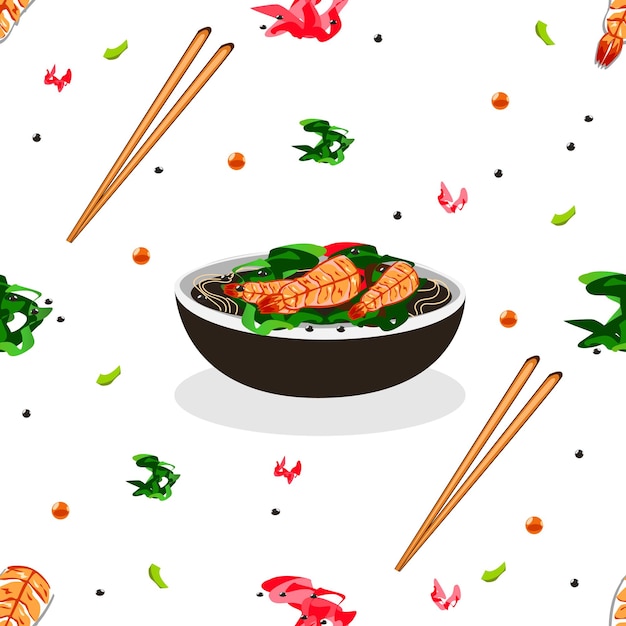 Patrón sin fisuras de comida japonesa