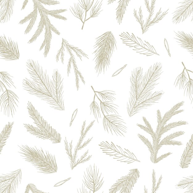 Patrón sin fisuras con conos dibujados a mano, árbol de Navidad. Ilustración de vector de Navidad.