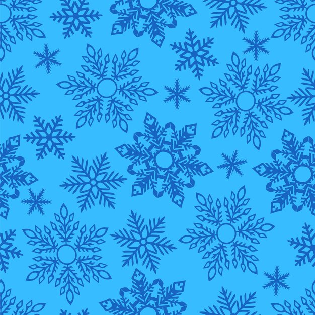 Patrón sin fisuras de copos de nieve azul