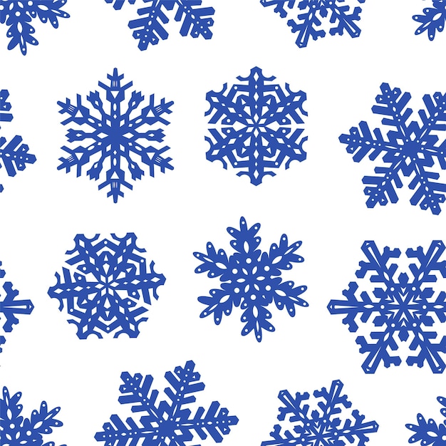 Patrón sin fisuras de copos de nieve azul