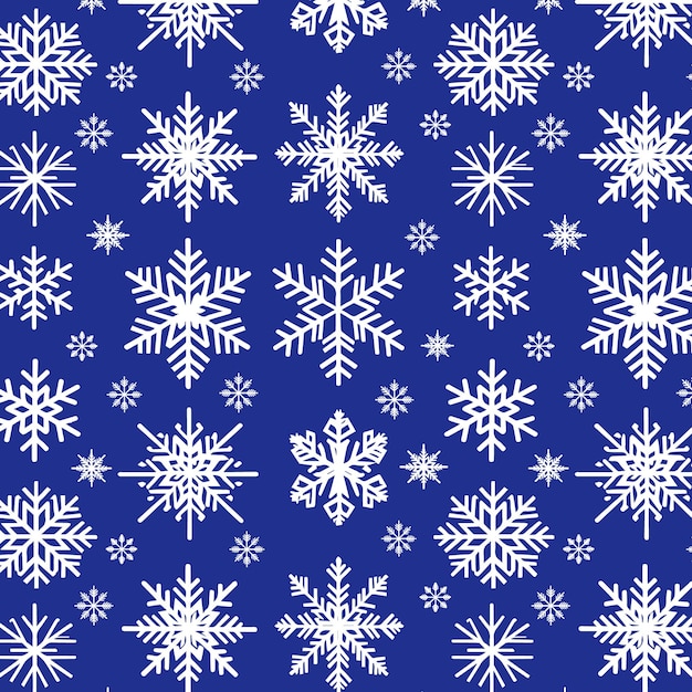 Patrón sin fisuras con copos de nieve blancos sobre fondo azul