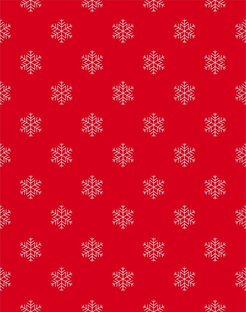 Patrón sin fisuras de copos de nieve sobre un fondo rojo.