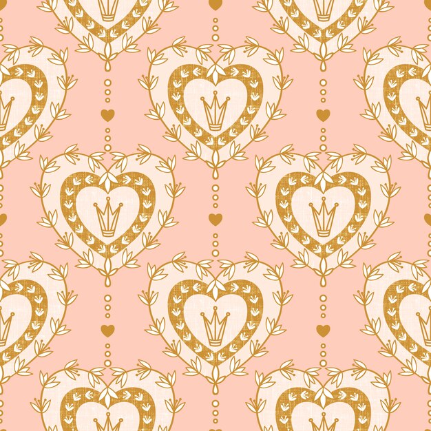 Patrón sin fisuras con corazón y elementos dibujados a mano de color pastel