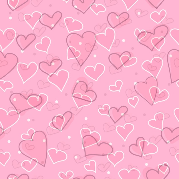 Patrón sin fisuras de corazones dibujados a mano Dibujo de línea continua de un vector de corazón blanco y negro