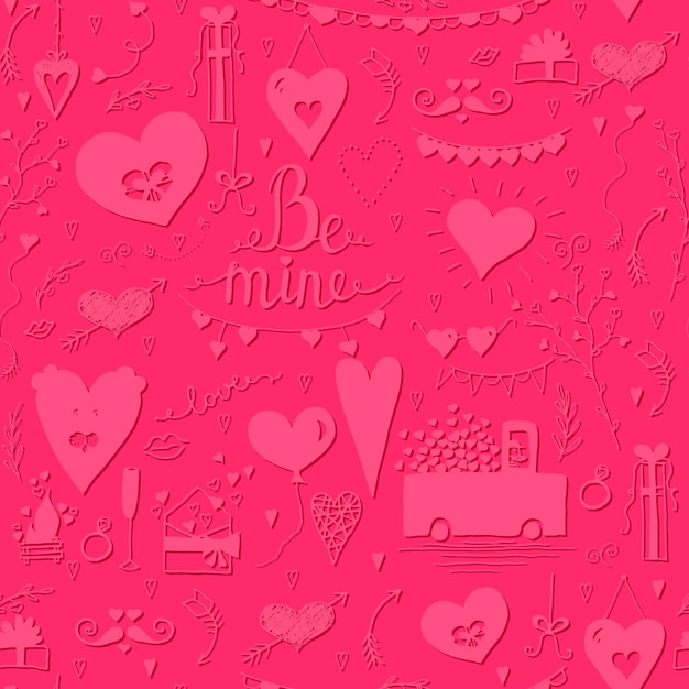 Patrón sin fisuras con corazones rojos Embalaje tela papel de impresión Día de San Valentín Vector