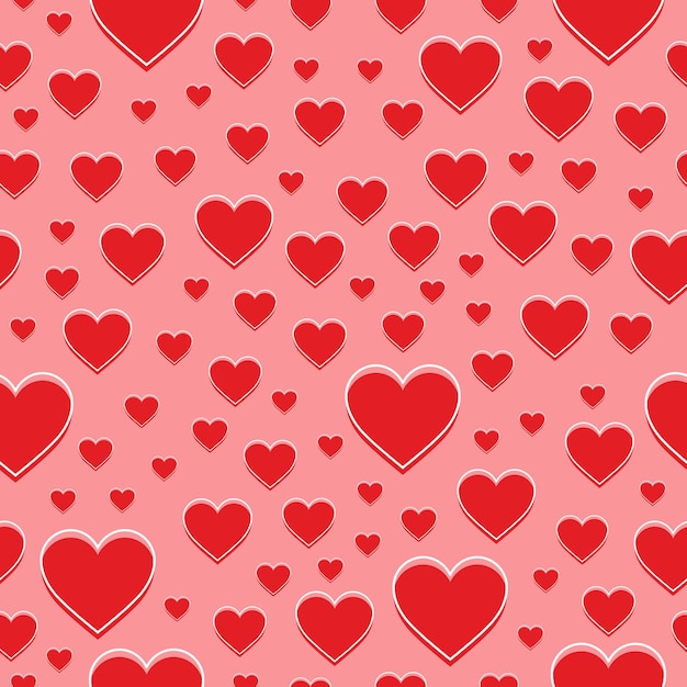 Patrón sin fisuras con corazones rojos Fondo del día de San Valentín Ilustración vectorial