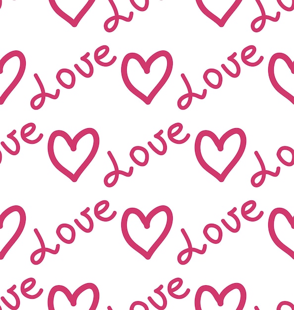 Patrón sin fisuras con corazones rojos y la inscripción te amo Telón de fondo de elementos decorativos