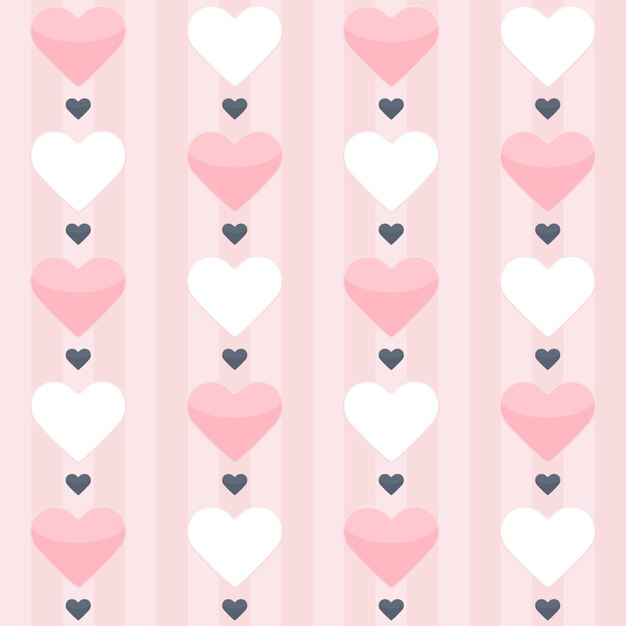 Patrón sin fisuras con corazones rosados y blancos sobre un rosa. Ilustración vectorial
