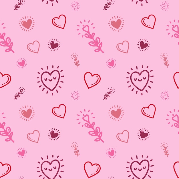 Patrón sin fisuras con corazones sobre un fondo rosa