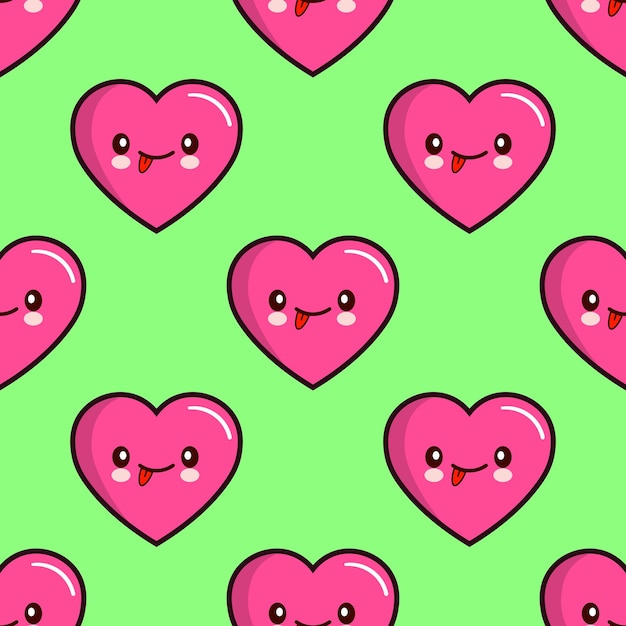Patrón sin fisuras de corazones sonrientes sobre fondo textil de papel tapiz vectorial ilustración día de san valentín