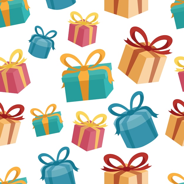 Patrón sin fisuras de cumpleaños o caja de regalo de Navidad