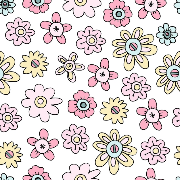 Patrón sin fisuras con delicadas flores de primavera para papel tapiz en la guardería o para envolver papel o tela.