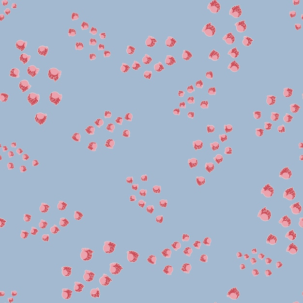 Patrón sin fisuras con dibujo a mano alzada de lirio de los valles sobre fondo azul. Plantilla floral de vector en estilo doodle. Suave textura botánica de verano para tela, papel de regalo, papel tapiz.