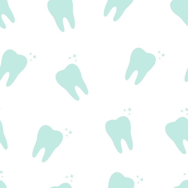 Patrón sin fisuras de dientes sanos sobre fondo blanco Ilustración vectorial