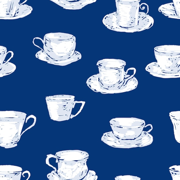 Patrón sin fisuras de diferentes tazas de té