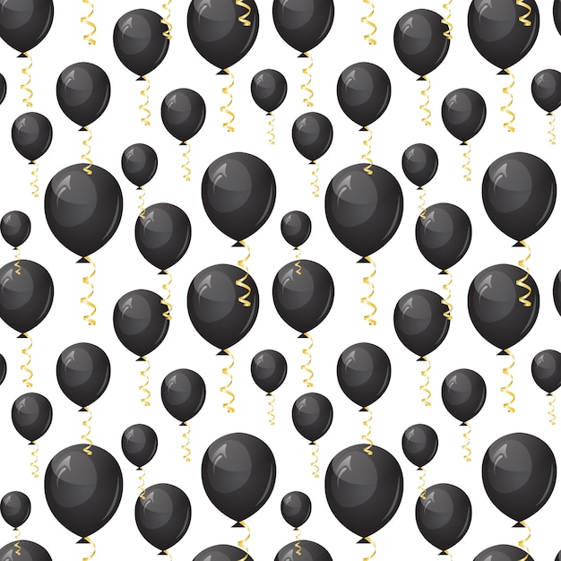 Patrón sin fisuras con diseño de globos negros