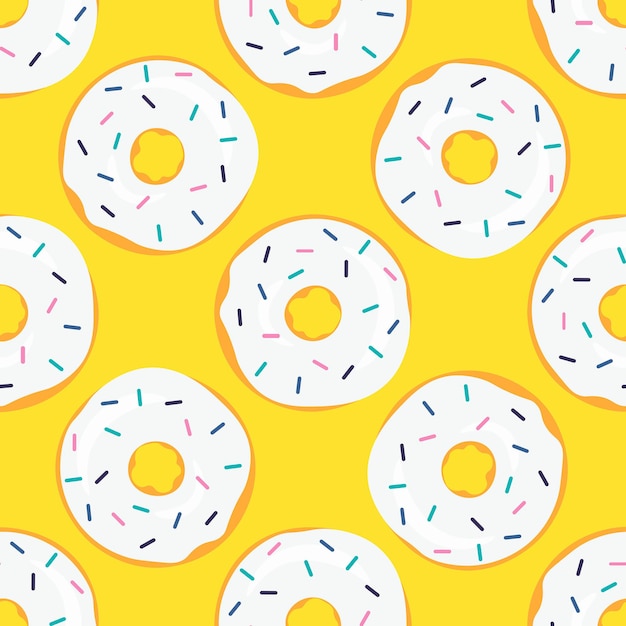 Patrón sin fisuras con donas dulces.