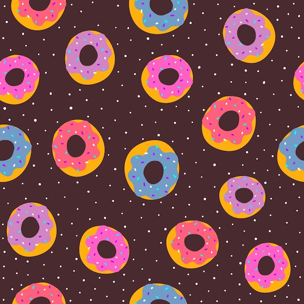 Patrón sin fisuras con donuts de dibujos animados