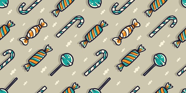 Patrón sin fisuras con dulces para diseño de vacaciones Halloween o año nuevo cartel de banner de fiesta de octubre