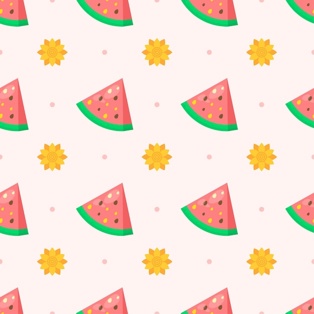 Patrón Sin Fisuras Elementos Abstractos Frutas Alimentos Sandía Vector Diseño Estilo Fondo