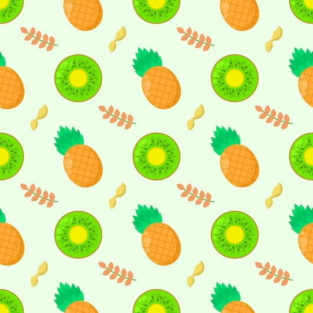 Patrón Sin Fisuras Elementos Abstractos Frutas Comida Con Hojas Fondo De Estilo De Diseño Vectorial