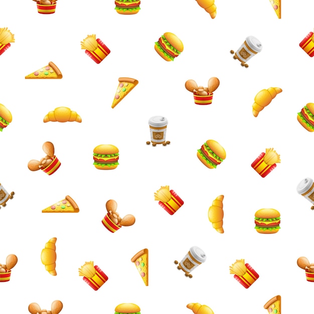 Patrón Sin Fisuras Elementos Abstractos Ilustración De Fondo De Estilo De Diseño Vectorial De Comida Rápida