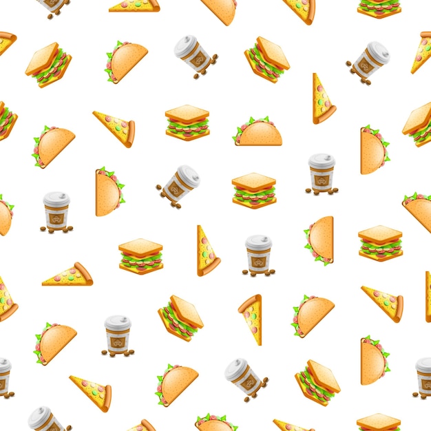 Patrón Sin Fisuras Elementos Abstractos Ilustración De Fondo De Estilo De Diseño Vectorial De Comida Rápida