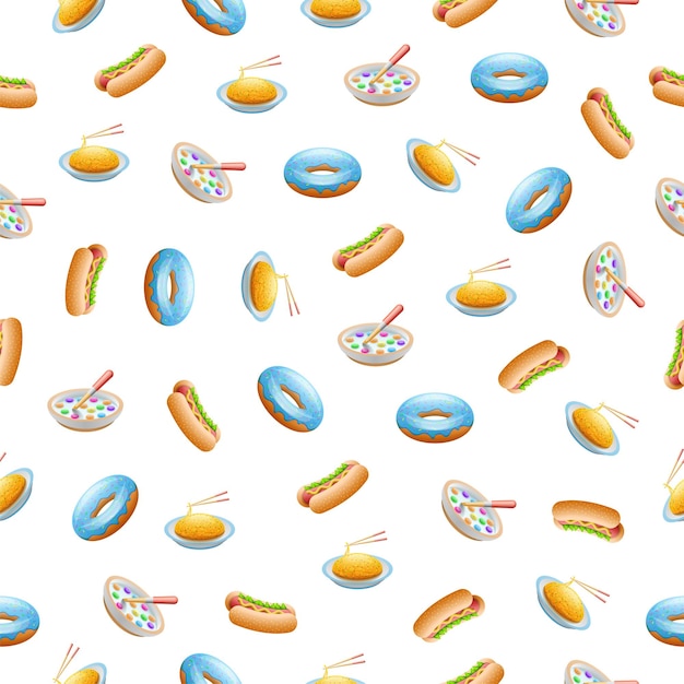 Patrón Sin Fisuras Elementos Abstractos Ilustración De Fondo De Estilo De Diseño Vectorial De Comida Rápida